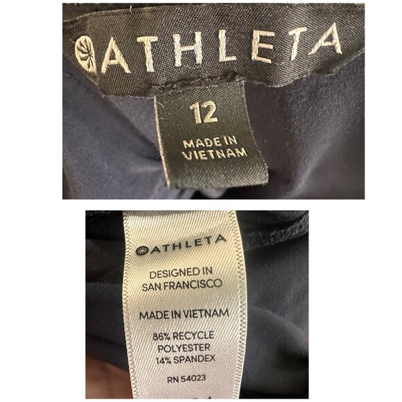 Athleta Gramercy Track Trouser Pants Women 12 Blue Wide Leg Flare Office Classic - Picture 7 of 16